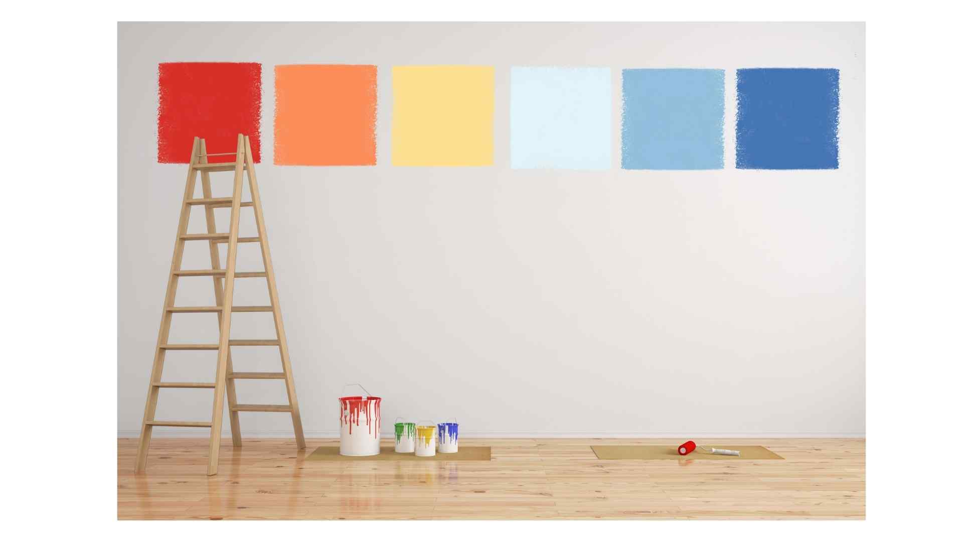 various colors of samples painted on wall