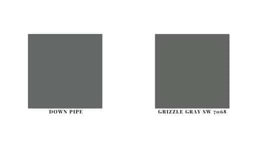 comparing downpipe color swatch to grizzle gray color swatch