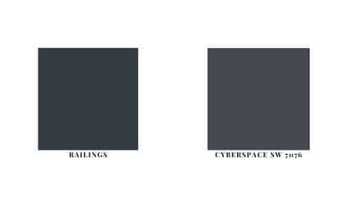 railings color swatch compared to sw cyberspace