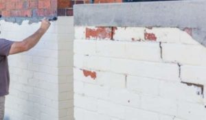 a guy painting brick white