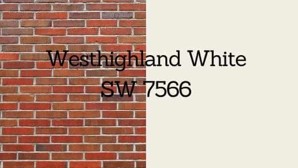 sw westhighland white paint swatch next to brick with swatch title
