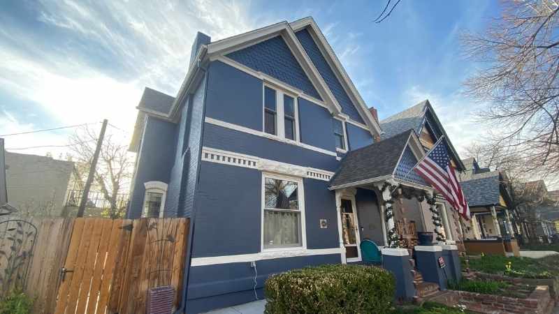 Blue victorian exterior denver home painted by kind home solutions