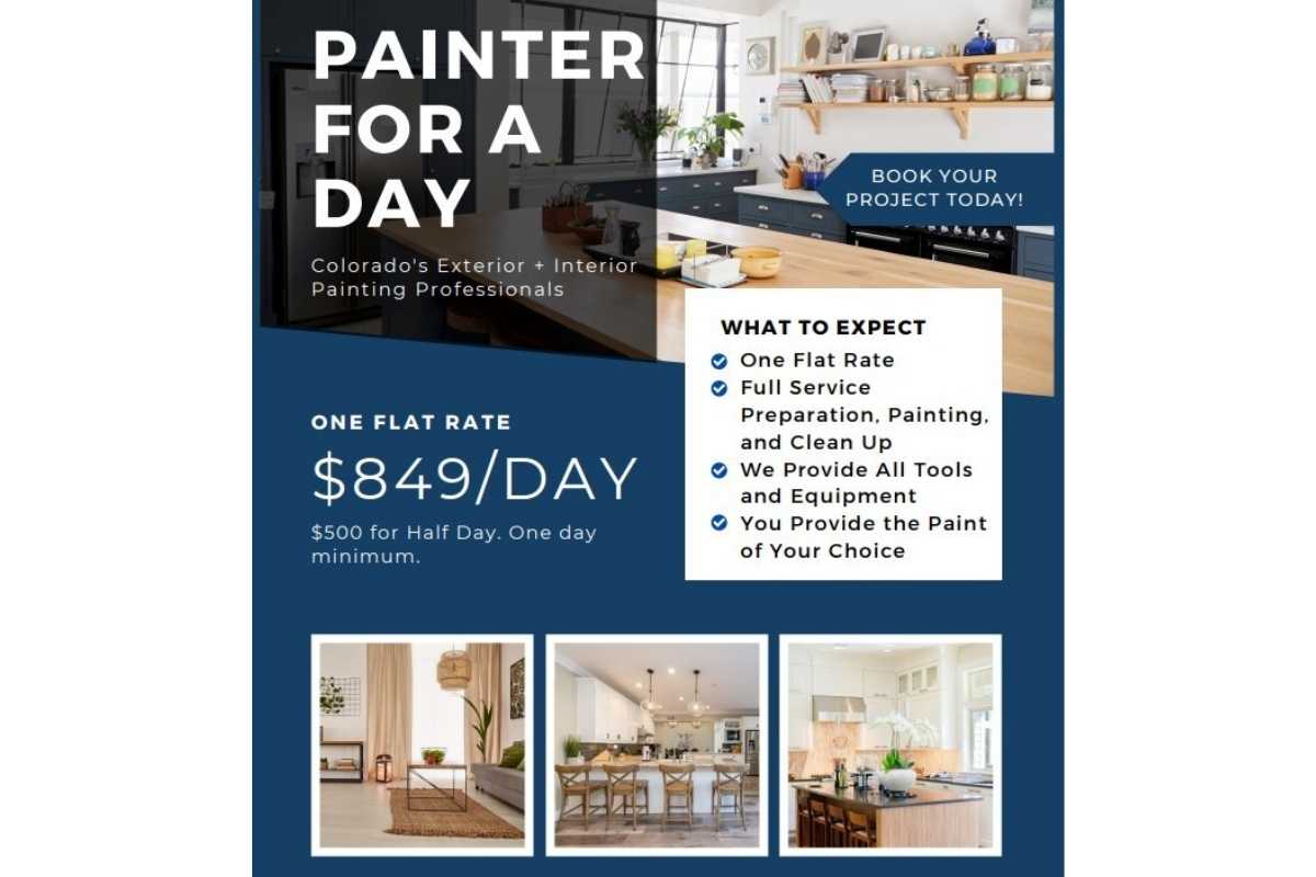 A flyer of Kind Home Solutions Painter for a Day program details and pricing
