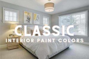 Photo of interior bedroom painted by kind home with title reading: Classic interior paint colros
