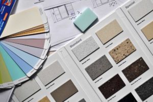 Image of paint color deck and interior design materials