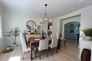 photo of interior dining room painted white