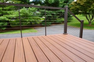 photo of a deck railing painted black