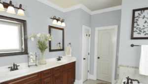 image of bathroom with sherwin williams misty walls