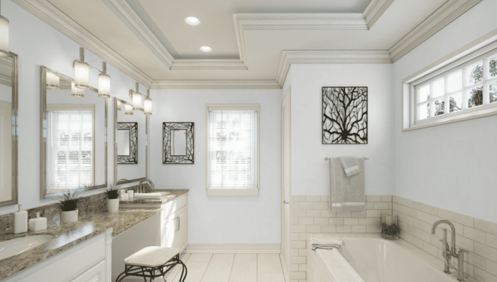 image of bathroom featuring ice cube painted walls