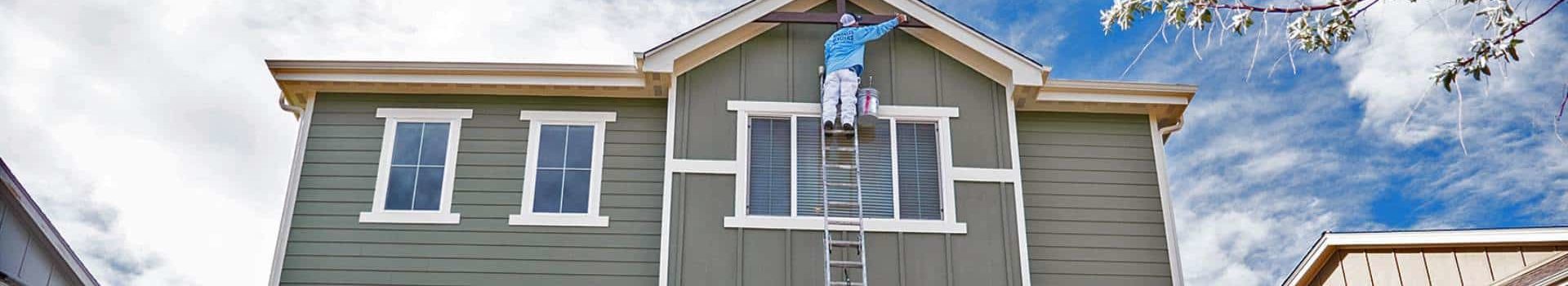 photo of Kind Home painter up on a ladder painting